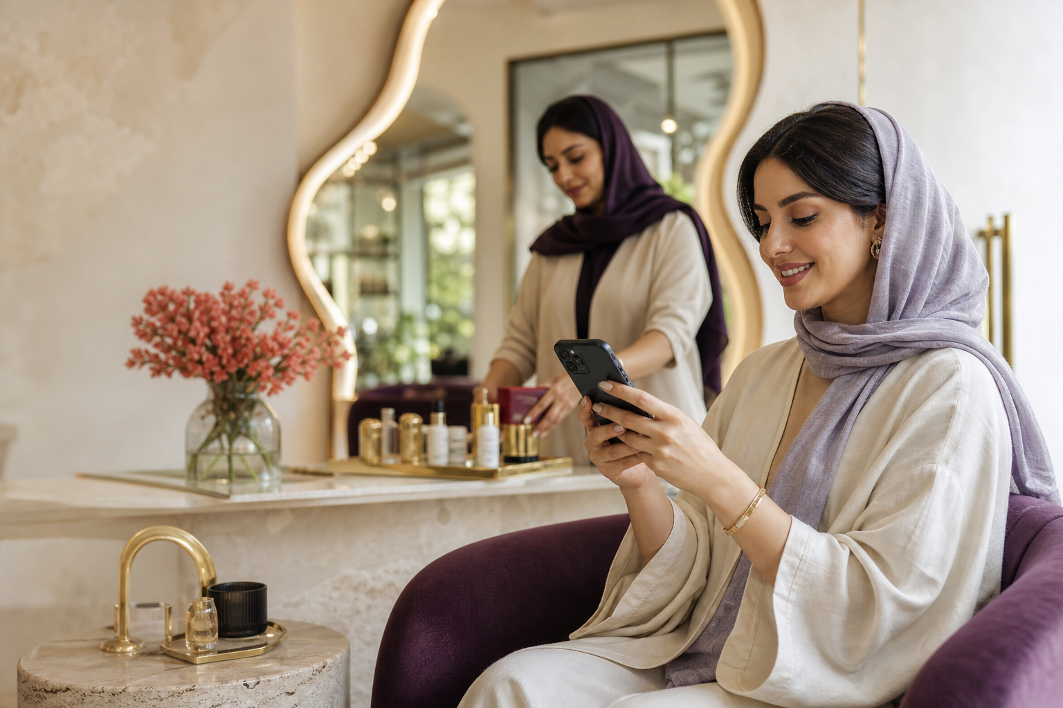 مشتری در حال رزرو آنلاین از سایت اختصاصی سالن
